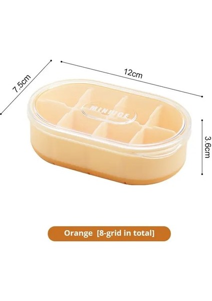 Turuncu 8 Bölmeli Buz Küpü Kalıbı Kapaklı Silikon Malzeme Dondurucu Buz Küpleri Için Yumuşak Alt (Yurt Dışından)