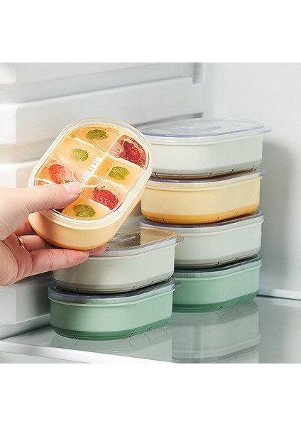 Turuncu 8 Bölmeli Buz Küpü Kalıbı Kapaklı Silikon Malzeme Dondurucu Buz Küpleri Için Yumuşak Alt (Yurt Dışından) modelleri