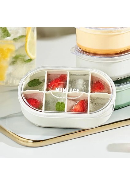 Turuncu 8 Bölmeli Buz Küpü Kalıbı Kapaklı Silikon Malzeme Dondurucu Buz Küpleri Için Yumuşak Alt (Yurt Dışından) fırsatları