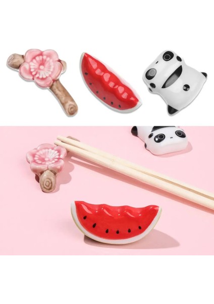 Pembe 01 Japon Tarzı Seramik Çubuklarını Tutucu Sevimli Panda Karpuz Kiraz Çiçeği Sofra Dayanağı Çubuk Raf Mutfak Aksesuarı (Yurt Dışından)