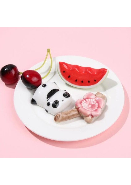 Pembe 01 Japon Tarzı Seramik Çubuklarını Tutucu Sevimli Panda Karpuz Kiraz Çiçeği Sofra Dayanağı Çubuk Raf Mutfak Aksesuarı (Yurt Dışından)