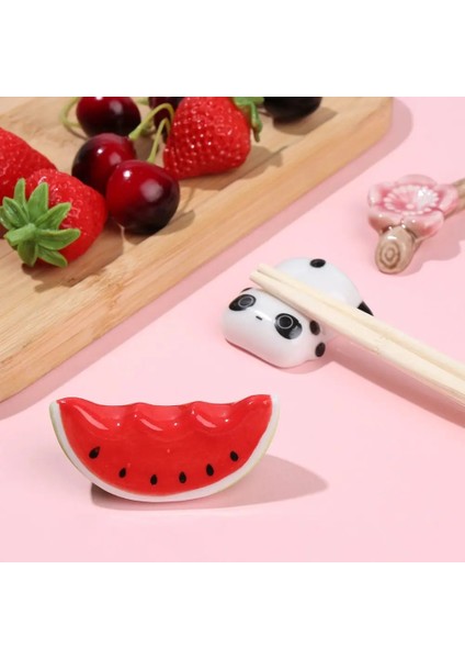 Pembe 01 Japon Tarzı Seramik Çubuklarını Tutucu Sevimli Panda Karpuz Kiraz Çiçeği Sofra Dayanağı Çubuk Raf Mutfak Aksesuarı (Yurt Dışından)