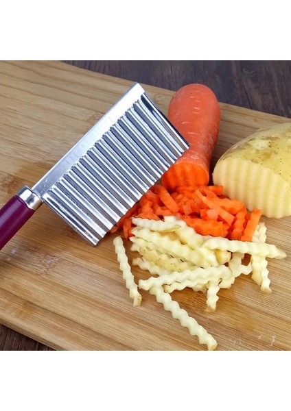 1 Adet Patates Dalgalı Kenarlı Bıçak Paslanmaz Çelik Mutfak Gadget Sebze Meyve Kesme Aleti Mutfak Aksesuarları Patates Kızartması Makinesi (Yurt Dışından)