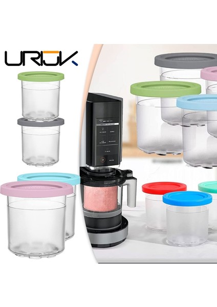 Pembe Set Urijk Dondurma Pint Bardak Ninja-Cremi NC299AMZ/NC300S Serisi Dondurma Makinesi Değiştirmeleri Depolama Kavanoz Sızdırmazlık Kapaklı (Yurt Dışından)