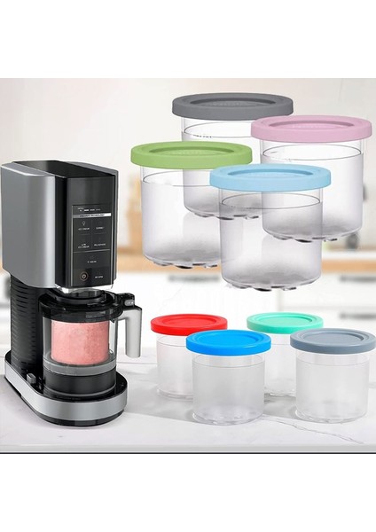 Pembe Set Urijk Dondurma Pint Bardak Ninja-Cremi NC299AMZ/NC300S Serisi Dondurma Makinesi Değiştirmeleri Depolama Kavanoz Sızdırmazlık Kapaklı (Yurt Dışından)