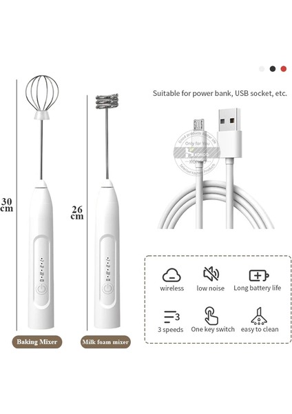 Siyah Konco Süt Köpürtücü USB Şarj Edilebilir Kahve Frotherhandheld Elektrikli Çırpma 3 Dişli Ayarlanabilir Süt Fıskiye Latte Yumurta Dayak Için (Yurt Dışından)