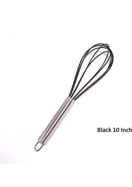 Siyah 10 Inç Jankng 1 Adet Içecek Çırpma Mikser Yumurta Çırpıcı Silikon Yumurta Çırpıcılar Mutfak Aletleri El Yumurta Mikseri Pişirme Köpürtücü Wisk Cook Blender (Yurt Dışından)