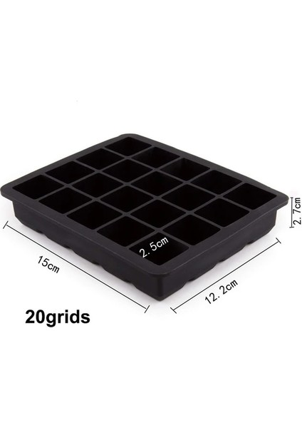 20 Izgara Büyük Buz Küpü Kalıp Kare Buz Kalıbı Kalıp Büyük Cubitera Gıda Sınıfı Silikon Tepsi Kalıp Dıy Buz Yapım Makinesi Buz Küpü Tepsi (Yurt Dışından)