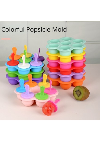 Buz Topu Renkli Popsicle Silikon Kalıp Gıda Sınıfı Silikon Buz Topu Kalıp Bebek Meyve Sarsıntı Dondurma Yapma Araçları Dondurma Yapma Makinesi (Yurt Dışından) modelleri