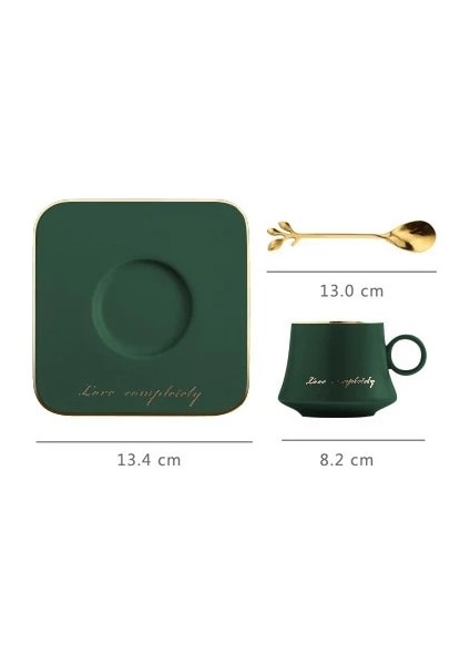180ML 180ML Mektup Seramik Latte Kahve Fincanı Tabağı ve Kaşık ile Kişiselleştirilmiş Çay Bardağı Seti Iskandinav Ev Mutfak Ofis Parti Drinkware (Yurt Dışından)