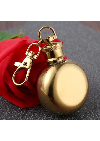 Altın 1 Adet 1 Oz 28 ml Mini Taşınabilir Paslanmaz Çelik Yuvarlak Hip Mataralar Anahtarlık Likör Alkol Viski Karaf Küçük Şişeler Drinkware (Yurt Dışından)
