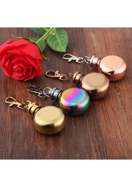 Altın 1 Adet 1 Oz 28 ml Mini Taşınabilir Paslanmaz Çelik Yuvarlak Hip Mataralar Anahtarlık Likör Alkol Viski Karaf Küçük Şişeler Drinkware (Yurt Dışından) fırsatları