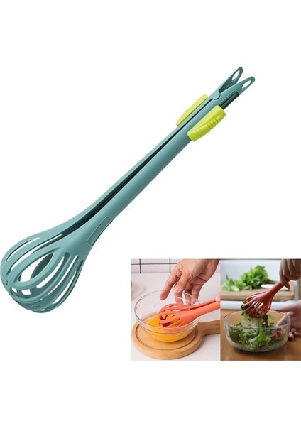 Turuncu 1 Adet 2'si 1 Arada Yiyecek Klipsi ve Yumurta Çırpma Mutfak Aleti - Salata Karıştırıcı ve Yiyecek Klipsi - Yumurta ve Erişte Için El Plastik Ekmek Klipsi (Yurt Dışından)