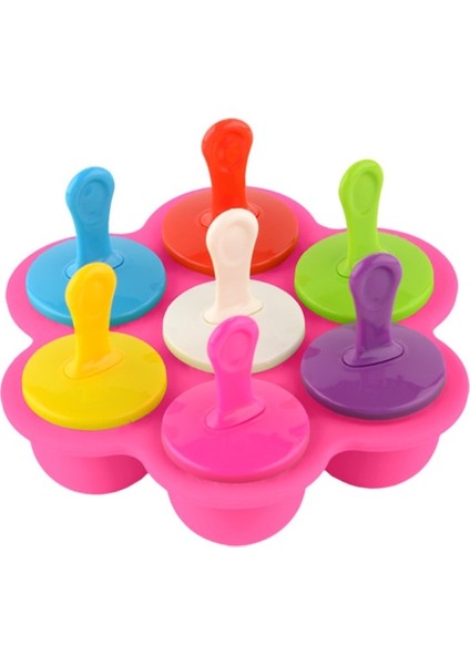 Gül 7 Delik Dondurma Buz Pops Kalıp Gıda Sınıfı Silikon Popsicle Kalıp Buz Yapım Makinesi Bebek Gıda Takviyesi Araçları (Yurt Dışından)