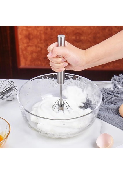 10 Inç 1 Adet Paslanmaz Çelik Kolay Çırpıcı Köpürtücü Döndür El Itme Çırpma Mikser Yumurta Krem Karıştırıcı Sos Çalkalayıcı Kek Blender Mutfak Gereçleri (Yurt Dışından)