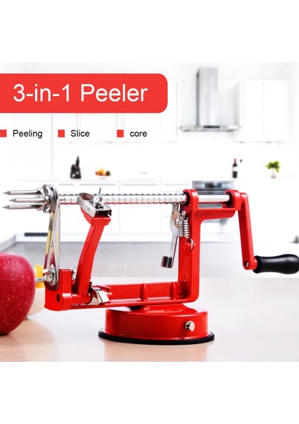 Siyah 3 In 1 Elma Soyma Makinesi Yaratıcı Meyve Soyucu Dilimleme Makinesi Ev Mutfak Için Emme Tabanı ile Paslanmaz Çelik (Yurt Dışından)