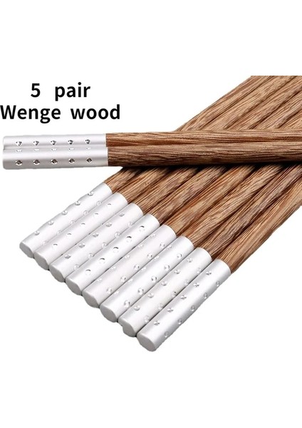 E Wenge Ahşap 5 Çift 5 Çift Yüksek Kaliteli Çin Çubuklarını El Yapımı Doğal Wengewood Çubuklarını Set Sandal Ağacı Sofra Çubuklarını Çatal Bıçak Kaşık Seti (Yurt Dışından)