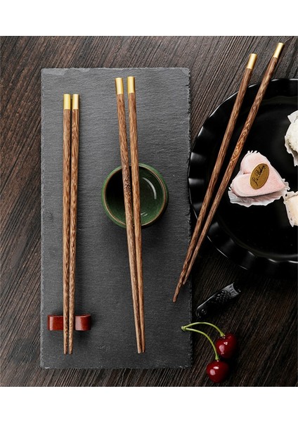 E Wenge Ahşap 5 Çift 5 Çift Yüksek Kaliteli Çin Çubuklarını El Yapımı Doğal Wengewood Çubuklarını Set Sandal Ağacı Sofra Çubuklarını Çatal Bıçak Kaşık Seti (Yurt Dışından)