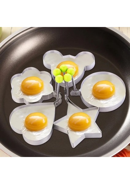 1 Adet Aşk 5 Adet Yumurta Kalıp Paslanmaz Çelik Omlet Yumurta Kızartma Kalıp Aşk Çiçek Yıldız Şekli Yumurta Gözleme Yüzük Kızarmış Yumurta Için Mutfak Aksesuarları (Yurt Dışından)