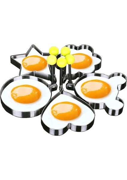 1 Adet Aşk 5 Adet Yumurta Kalıp Paslanmaz Çelik Omlet Yumurta Kızartma Kalıp Aşk Çiçek Yıldız Şekli Yumurta Gözleme Yüzük Kızarmış Yumurta Için Mutfak Aksesuarları (Yurt Dışından)