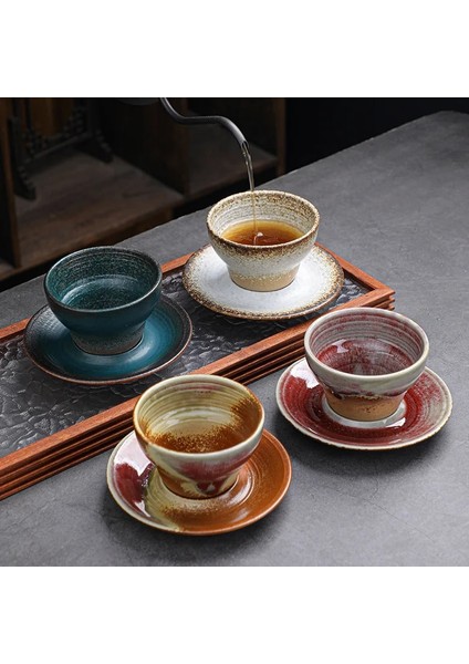 Model 4 Seramik Espresso Fincan Yaratıcı Japon Tarzı Sırlı Çay Bardağı Tabanı ile Stoneware Kişisel Su Bardağı (Yurt Dışından)