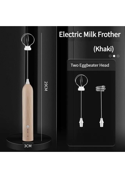Haki Renk 1 Adet Elektrikli Yumurta Çırpıcı 3 Hız Süt Köpürtücü Taşınabilir USB Mikser El Kahve Çırpma Ev Mutfak Alet Köpürtücü (Yurt Dışından)