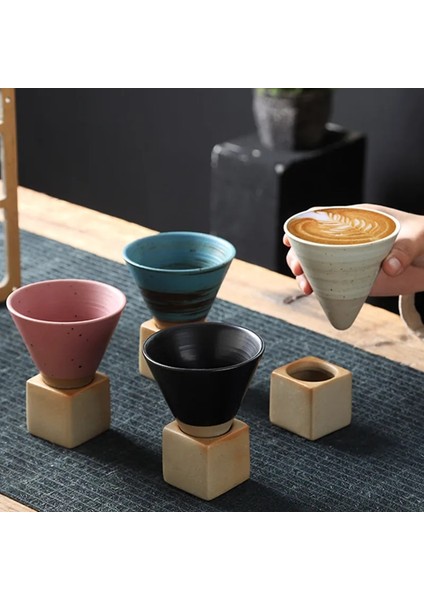 C Ev Yeni Çömlek Kupa Yaratıcı Retro Seramik Kahve Fincanı Kaba Çömlek Çay Bardağı Japon Latte Çekme Çiçek Porselen Bardak (Yurt Dışından)