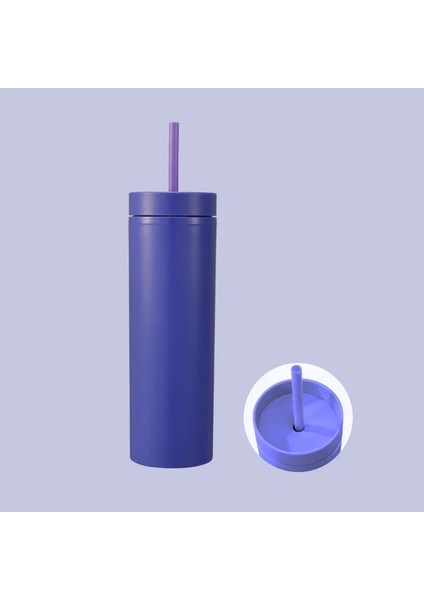 Stil 6 Şeker Renk Çift Katmanlı Plastik Saman Bardak Kahve Fincanı Plastik Buzlu Kullanışlı Su Bardağı Taşıması Kolay Saman Su Isıtıcısı Spor Şişe (Yurt Dışından)