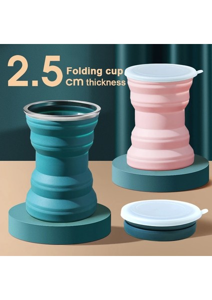 Mavi 320ML Taşınabilir Silikon Katlanır Su Bardağı Açık Isıya Dayanıklı Katlanabilir Kapaklı Kupa Katlanabilir Seyahat Içecek Bardakları Kamp Için (Yurt Dışından)