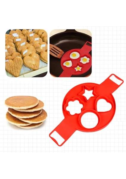 Red-B Yumurta Gözleme Halkası Yapışmaz Gözleme Yapımcısı Kalıp Silikon Yumurta Pişirici Kızarmış Yumurta Şekillendirici Omlet Kalıpları Mutfak Pişirme Aksesuarları Için (Yurt Dışından)