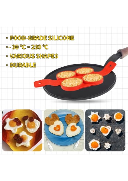 Red-B Yumurta Gözleme Halkası Yapışmaz Gözleme Yapımcısı Kalıp Silikon Yumurta Pişirici Kızarmış Yumurta Şekillendirici Omlet Kalıpları Mutfak Pişirme Aksesuarları Için (Yurt Dışından)