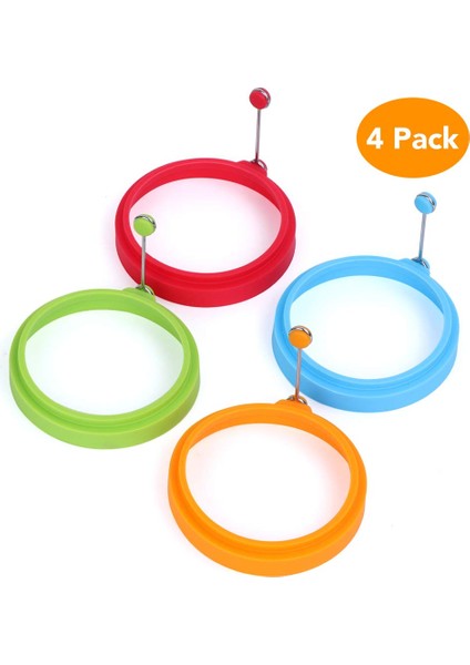 Orange 4 Adet 4 Adet Silikon Yumurta Halkaları Omlet Yuvarlak Yapışmaz Kızarmış Yumurta Kalıp Krep Makinesi Kalıpları Kahvaltı Yumurta Sandviç Pişirme Aletleri (Yurt Dışından)