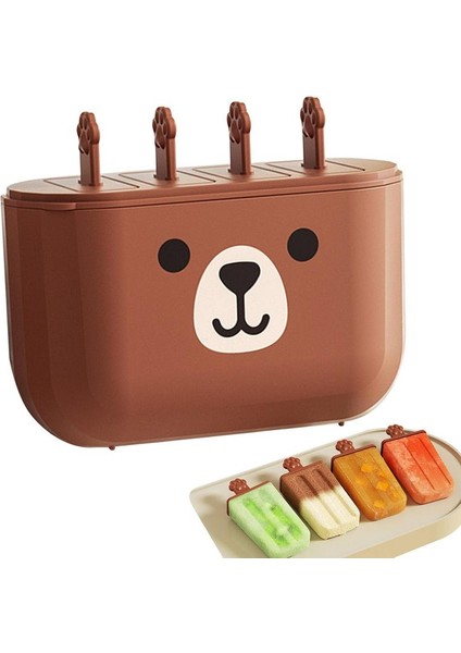 4 Kavite Buz Popsicles Kalıp Gıda Sınıfı Dondurma Kalıpları Saklama Kutusu ile Kolay Bırakılan Popsicle Dondurma Makinesi Yaz Malzemeleri (Yurt Dışından)