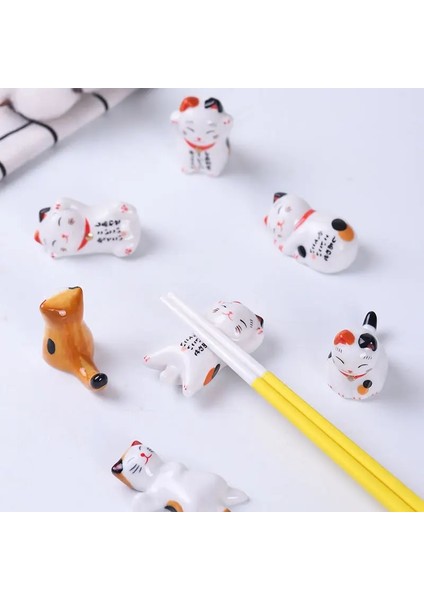 A-14 Şanslı Kedi Japon Değnek Tutucu Çubuklarını Seramik Suşi Çubukları Sevimli Sofra Gıda Suşi Aksesuarları Kawaii Chopstick Dinlenme (Yurt Dışından)