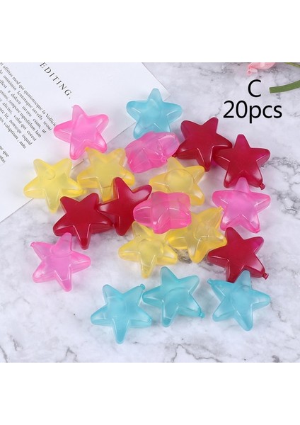 C 20 Adet Yıldız Şekilli Buz Küpü Plastik Yeniden Kullanılabilir Çok Renkli Buz Taşı Soğutma Aracı (Yurt Dışından)