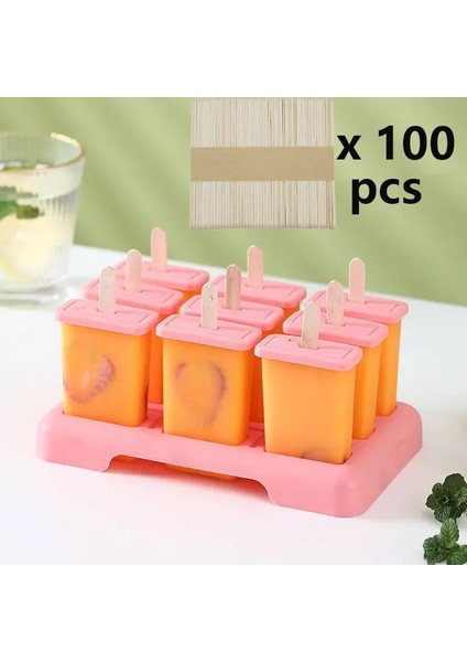 9 Adet Pembe Set Gıda Sınıfı Pp Dondurma Modeli Dondurma Modeli Toz Geçirmez Anti-Kanal Lezzet Kapaklı Popsicle Kalıp Dondurma Popsicle Kalıbı (Yurt Dışından)