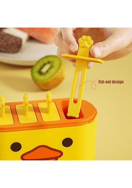 4 Kavite Buz Popsicles Kalıp Gıda Sınıfı Dondurma Kalıpları Saklama Kutusu ile Kolay Bırakılan Popsicle Dondurma Makinesi Yaz Malzemeleri (Yurt Dışından)