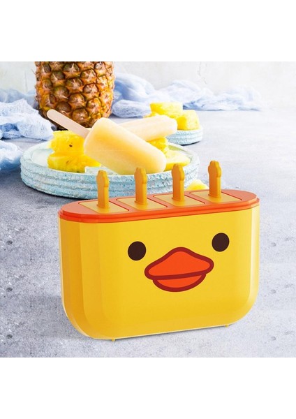 4 Kavite Buz Popsicles Kalıp Gıda Sınıfı Dondurma Kalıpları Saklama Kutusu ile Kolay Bırakılan Popsicle Dondurma Makinesi Yaz Malzemeleri (Yurt Dışından)
