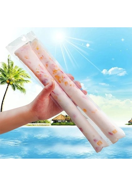 Popsicle Çantaları 20 Adet 50 Adet Tek Kullanımlık Buz Popsicle Kalıp Çantaları Katlanabilir Huni ile Temizle Yapışmalı Buz Pops Çantası Dıy Yoğurt Suyu Smoothies Buz Pops (Yurt Dışından)
