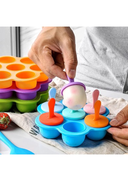 B Dondurma Buz Pops Kalıp Gıda Sınıfı Silikon Popsicle Kalıp Buz Yapıcı Bebek Dıy Gıda Takviyesi Araçları Meyve Mutfak Aksesuarları (Yurt Dışından)