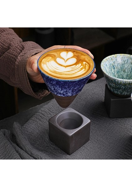 B-200ML-1PCS 200ML 1 Adet Yaratıcı Retro Seramik Kahve Kupa Kaba Çömlek Çay Bardağı Japon Latte Çekme Çiçek Porselen Fincan Çömlekçilik Kahve Fincanı (Yurt Dışından)