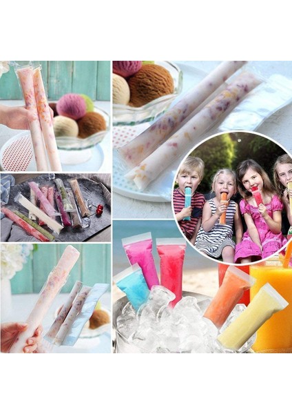 Huni ile 50 Torba 10/20/50 Adet Tek Kullanımlık Buz Popsicle Kalıp Çanta Zip Seals ile Ücretsiz Dondurucu Tüp Yoğurt Dondurma Çubukları Suyu Meyve Smoothies Çanta (Yurt Dışından)