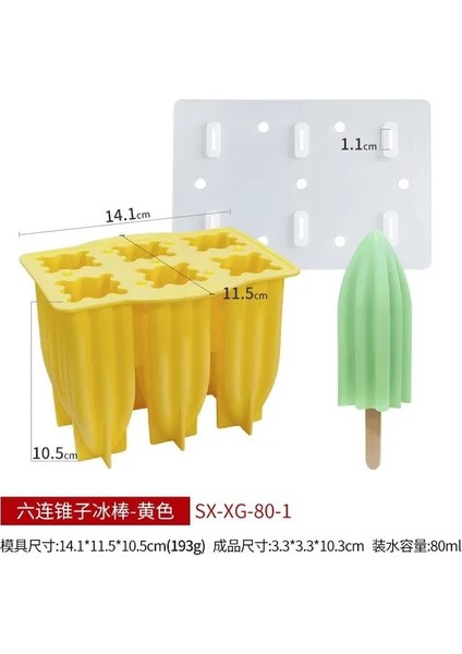Awl-Sarı 6-Even Spiral Dondurma Silikon Kalıp Ev Yapımı Çocuk Buzlu Şeker Makinesi Gıda Sınıfı Yaz Dondurma Tatlı Jöle Buz Kalıbı (Yurt Dışından)