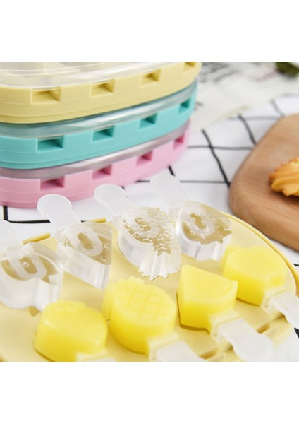 Tek Yeşil Gözenekli Meyve Dondurma Silikon Kalıp Kapaklı Ananas Çilek Şekli Çikolata Şeker Jöle Kalıp Buz Küpü Yapma Seti Hediyeler (Yurt Dışından) indirimleri