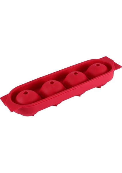 Kırmızı Silikon Buz Topu Kalıbı Kapaklı Yuvarlak Buz Topu Makinesi Diy Ev Yapımı Buz Küpü Tepsi Yeniden Kullanılabilir 4 Hücreli Buz Topu Tepsisi Mutfak Aracı (Yurt Dışından)