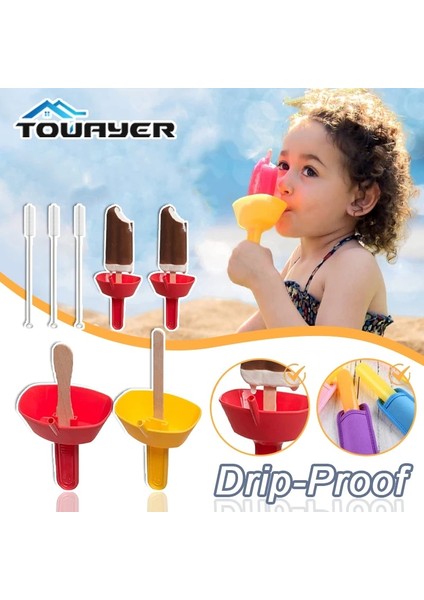 4 Adet Dondurma Yaz Gadget Sızdırmaz Kutu Dahili Pipet Tutucu Yaratıcı Buzlu Şeker Dondurulmuş Aperatifler Çocuk Yetişkin Anti-Kirli El Aletleri (Yurt Dışından)
