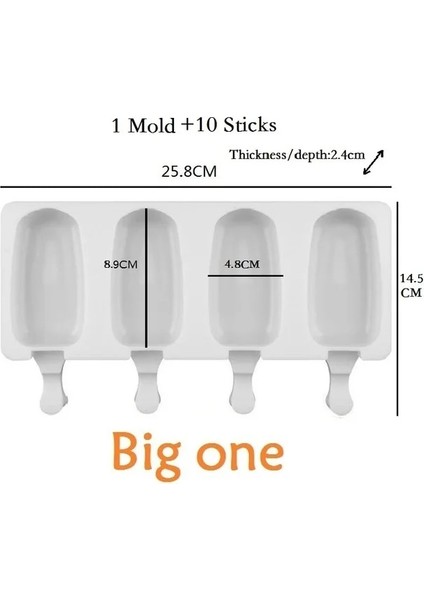 Büyük 4 Hücre Silikon Dondurma Kalıp Buz Pop Küp Popsicle Varil Kalıp Tatlı Dondurucu Suyu Dıy Kalıp Makinesi Araçları Dondurma Çubuğu (Yurt Dışından)