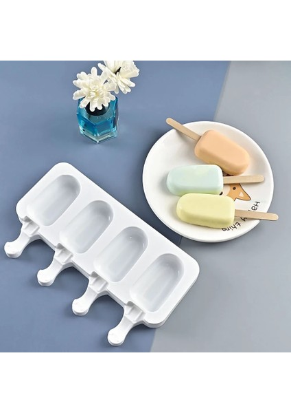 D Dondurma Silikon Kalıp 3/4 Delik Kalp Şekli Popsicle Kalıp Şerit Buz Küpü Tepsi Kalıp Dondurma Yapma Aracı Fondan Tatlı Kalıp (Yurt Dışından) fırsatları