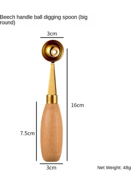 02 Oyma Bıçağı Modern Minimalist Ahşap Saplı 304 Paslanmaz Çelik Havalandırma Deliği Meyve Aracı Kazma Topu Kaşık Dondurma Araçları (Yurt Dışından)