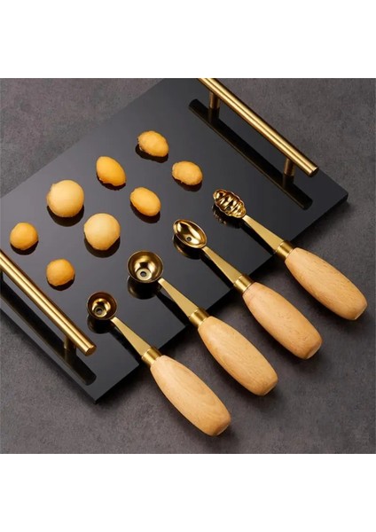 02 Oyma Bıçağı Modern Minimalist Ahşap Saplı 304 Paslanmaz Çelik Havalandırma Deliği Meyve Aracı Kazma Topu Kaşık Dondurma Araçları (Yurt Dışından)